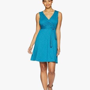 Toad & Co turquoise EUC faux wrap dress size large